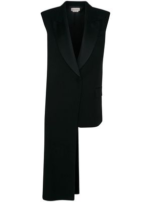 Alexander McQueen chain-embellished asymmetric waistcoat - Black