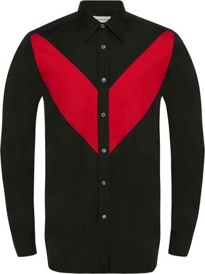 Alexander McQueen chevron-detail cotton shirt - Black