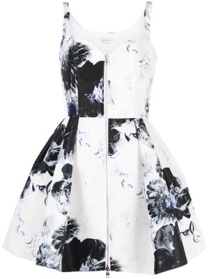 Alexander McQueen Chiaroscuro floral-jacquard minidress - White