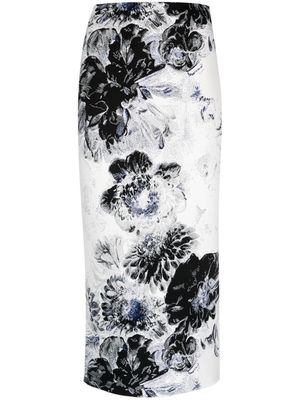 Alexander McQueen Chiaroscuro floral-jacquard skirt - White