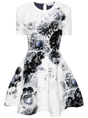 Alexander McQueen Chiaroscuro floral print short dress - White