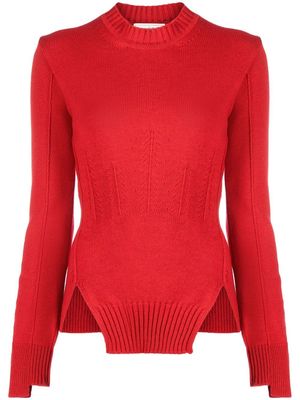 Alexander McQueen choppy-hem cashmere jumper - Red
