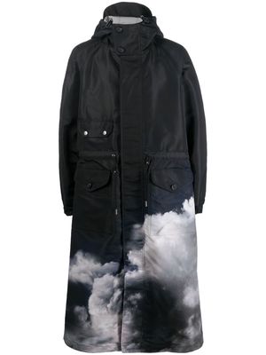 Alexander McQueen cloud-print oversize coat - Black