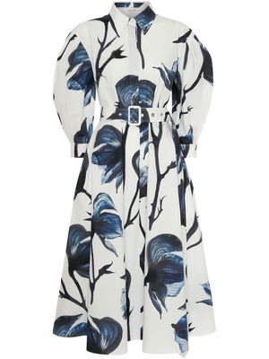 Alexander McQueen Cocoon floral shirt dress - Blue