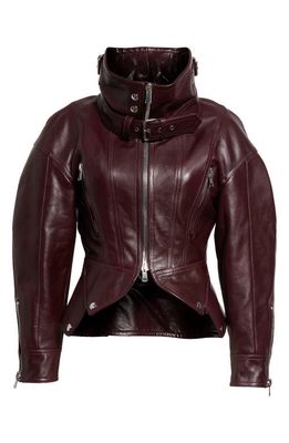 Alexander McQueen Cocoon Sleeve Leather Biker Jacket in Night Shade