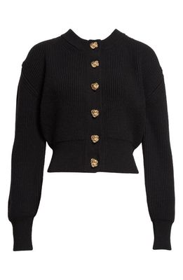 Alexander McQueen Cocoon Sleeve Wool & Cashmere Rib Cardigan in Black
