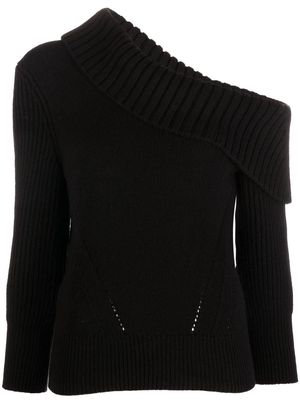 Alexander McQueen cold-shoulder asymmetric knitted top - Black