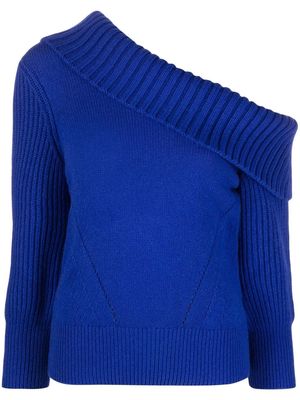 Alexander McQueen cold-shoulder asymmetric knitted top - Blue