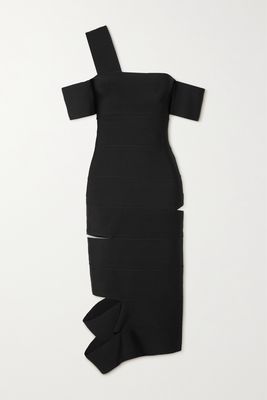 Alexander McQueen - Cold-shoulder Cutout Ribbed Stretch-knit Midi Dress - Black