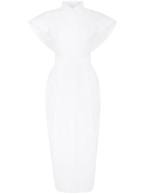 Alexander McQueen collared short-sleeved midi dress - White