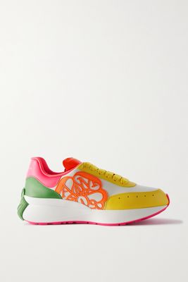 Alexander McQueen - Colour-block Embossed Mesh And Leather-trimmed Sneakers - Yellow
