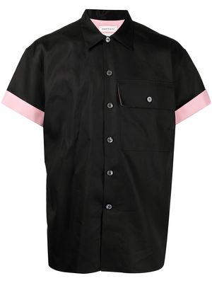 Alexander McQueen contrast-cuff cotton shirt - Black