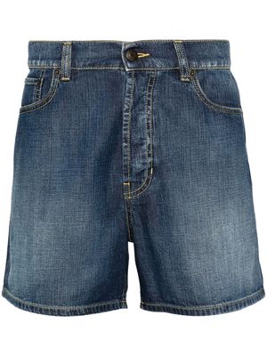 Alexander McQueen contrast-stitching denim shorts - Blue