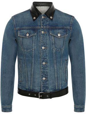 Alexander McQueen contrast-trim denim jacket - Blue