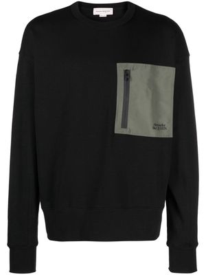Alexander McQueen contrasting pocket crew neck sweatshirt - Black