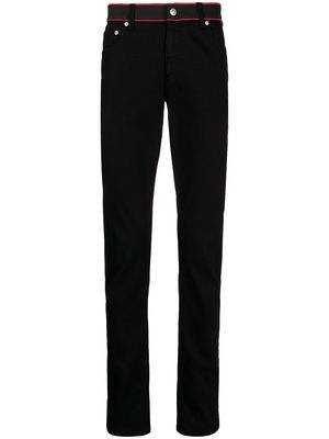 Alexander McQueen contrasting waistband slim-fit jeans - Black