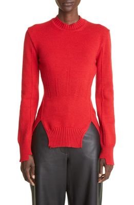 Alexander McQueen Corset Seam Cashmere Sweater in Welsh Red
