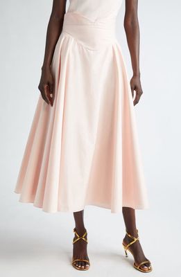 Alexander McQueen Corset Waist Cotton Poplin Midi Skirt in Venus