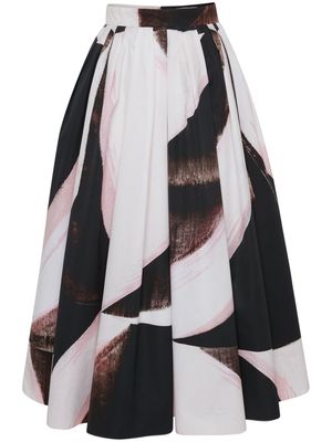 Alexander McQueen cotton abstract-pattern midi skirt - Black