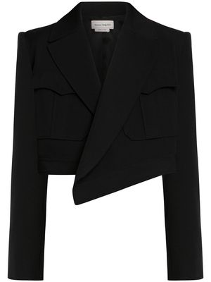 Alexander McQueen cropped asymmetric blazer - Black