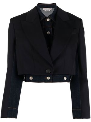 Alexander McQueen cropped layered jacket - Blue