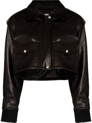 Alexander McQueen cropped leather jacket - Black