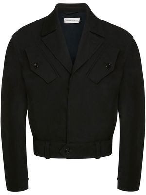 Alexander McQueen cropped military bomber jacket - Black
