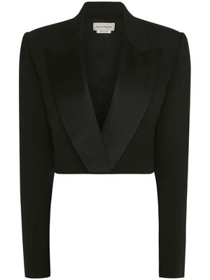 Alexander McQueen cropped peak-lapel blazer - Black