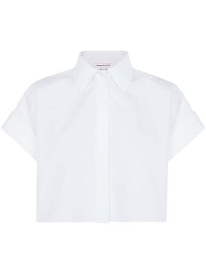 Alexander McQueen cropped short-sleeved shirt - White