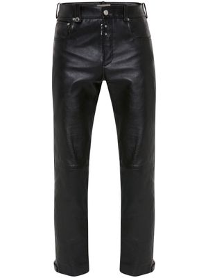 Alexander McQueen cropped slim-cut leather trousers - Black