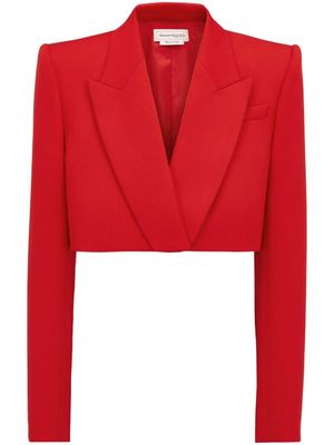 Alexander McQueen cropped tuxedo blazer - Red