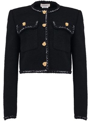 Alexander McQueen cropped tweed jacket - Black