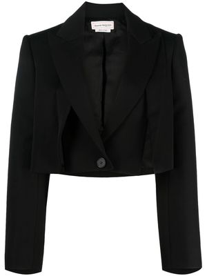 Alexander McQueen cropped wool blazer - Black