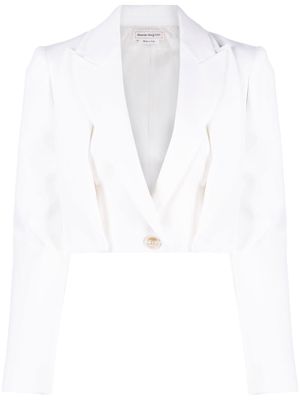 Alexander McQueen cropped wool blazer - White