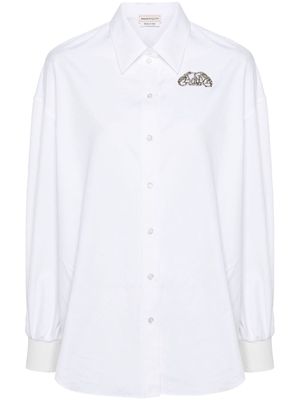 Alexander McQueen crystal-embellished cotton shirt - White