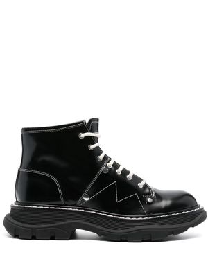 Alexander McQueen crystal-embellished leather ankle boots - Black