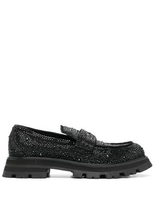 Alexander McQueen crystal-embellished leather loafers - Black