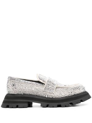 Alexander McQueen crystal-embellished loafers - Neutrals