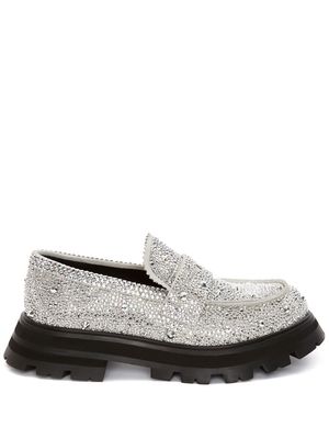 Alexander McQueen crystal-embellished loafers - Silver