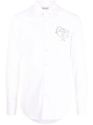 Alexander McQueen crystal-embellished long-sleeve shirt - White