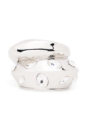 Alexander McQueen crystal-embellished open-cuff bracelet - Silver