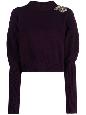 Alexander McQueen crystal-embellished wool-cashmere jumper - Purple