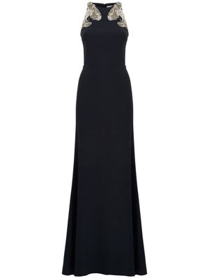 Alexander McQueen Crystal Orchid-embroidered gown - Black