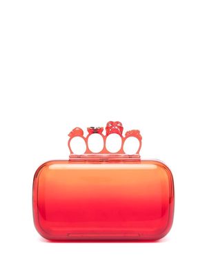 Alexander McQueen crystal-ring held clutch-bag - Red