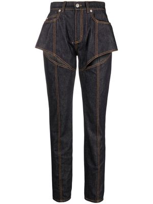 Alexander McQueen cutout high-rise tapered jeans - Blue