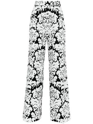 Alexander McQueen Damask double-pleat wide-leg trousers - Black