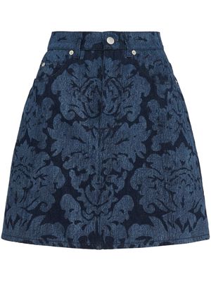 Alexander McQueen Damask-jacquard denim miniskirt - Blue