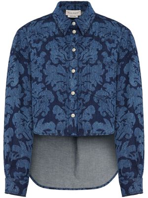 Alexander McQueen Damask-jacquard denim shirt - Blue