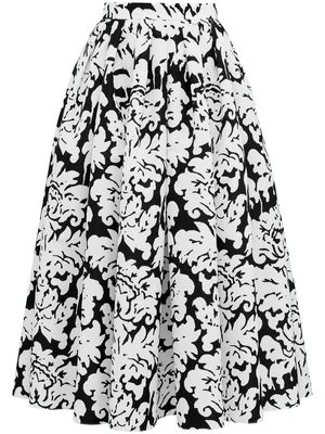 Alexander McQueen Damask-print faille midi skirt - Black