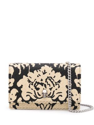 Alexander McQueen Damask-print raffia crossbody bag - Neutrals